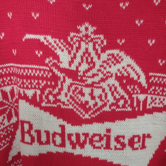 Budweiser Ugly Christmas Sweater Oversized Festive Holiday Party Casual - Picture 2 of 6